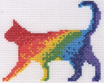 Striding Cats Cross Stitch Charts (downloadbare PDF), regenboog en schildpad.