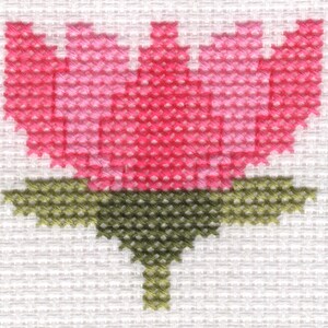 Kit carte con punto croce di loto rosa
