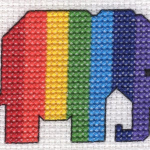 Kit de tarjeta de puntada de cruz de elefante arco iris