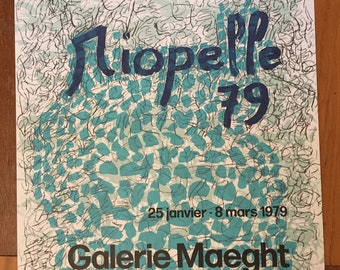 Cartel original de la exposición Riopelle 1979 Galerie Maeght