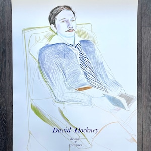 Affiche originale de l’exposition David Hockney 1975 Paris Galerie Claude Bernard