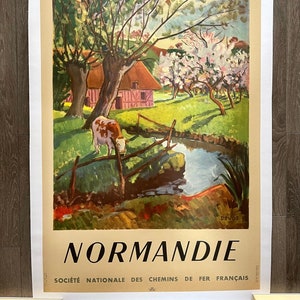 Cartel original Normandie Chemin de Fer, 1947