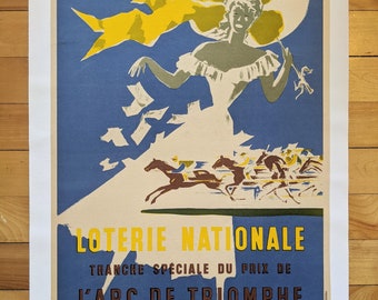 Original vintage poster Loterie Nationale Arc de Triomphe Paris 1953