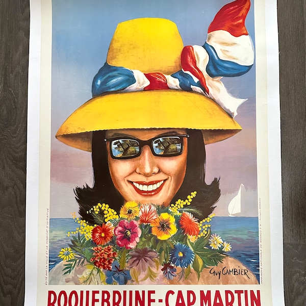 Original Guy Cambier Poster Roquebrune-Cap Martin, 1955