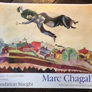 Cartel Exposición original Chagall 1984 Fundación Maeght
