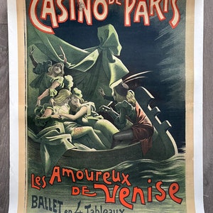 Cartel original Choubrac 1900 - Casino de Paris Les amoureux De Venise