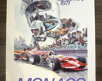Réimpression d'une affiche vintage du Grand Prix de Monaco 1971 - Canada
