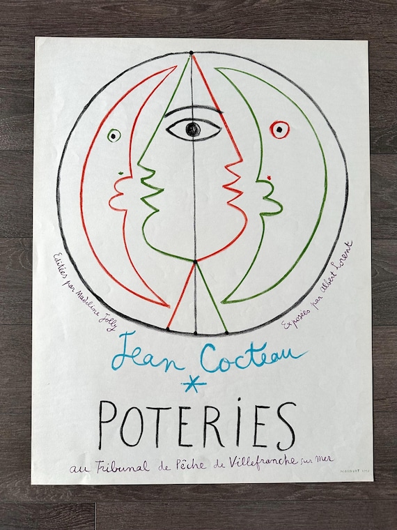 Original Jean Cocteau Poster - Expo 58 Poteries Villefranche Sur