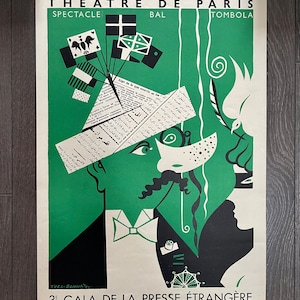 Originalplakat von Yves Bonnat „Mi-Caréme“ Theater De Paris, 1953