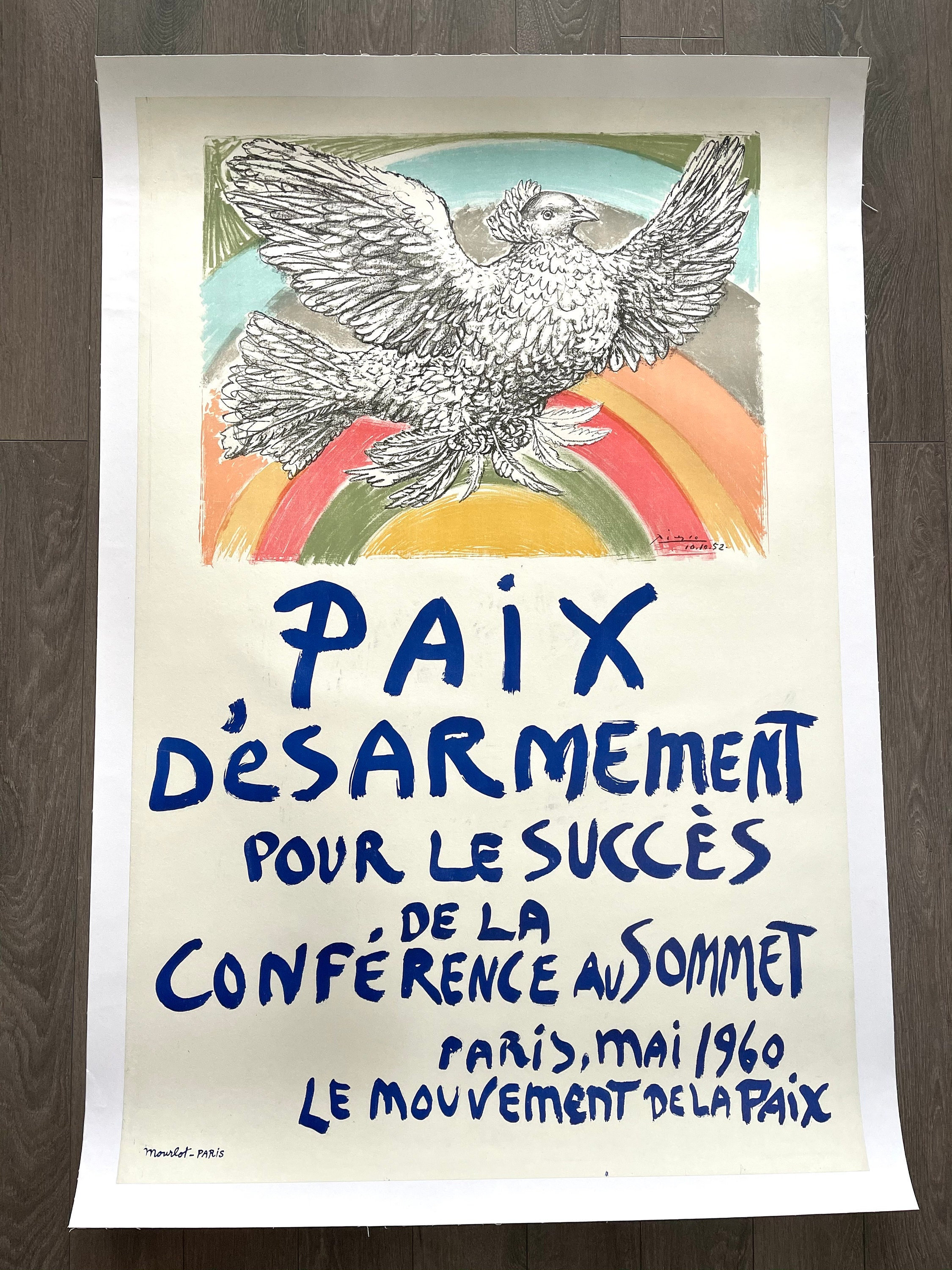 Affiche originale de Pablo Picasso Paix Désarmement pour le Succès