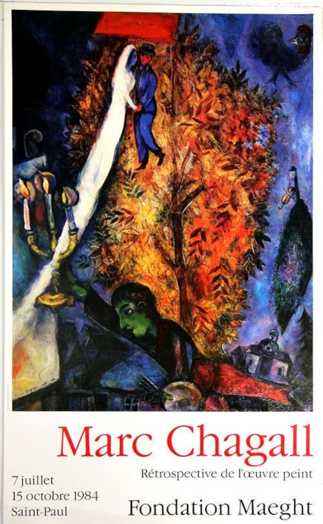 【中古】Marc Chagall ポスター Original Exhibition Poster Chagall 1984 Maeght - Etsy