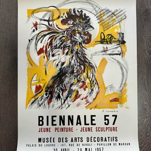 "Original Yves-Jean Commère Plakat ""Coq"" Biennale 57 Musée des arts decoratifs - Mourlot, 1957 (Arch Paper)"
