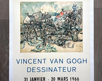 Original Van Gogh Exhibition Poster Institut Neerlandais - 1966