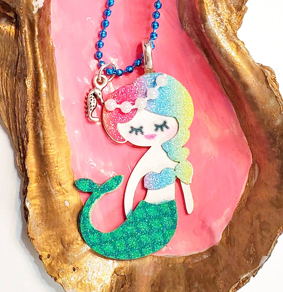 Children's Rainbow Mermaid Necklace Mermaid necklace for Etsy