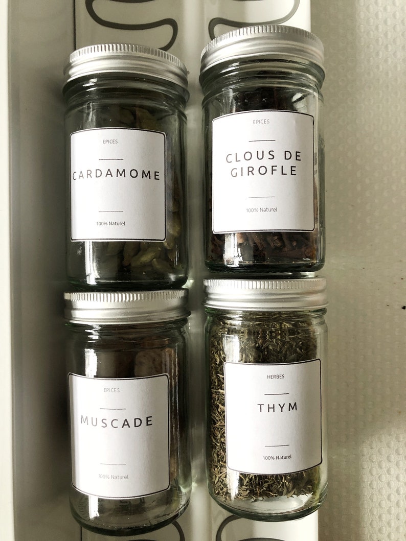 Français Printable Spice Labels with Modern Minimalist Design DIY Print at Home Zero Waste lifestyle french, pantry image 3