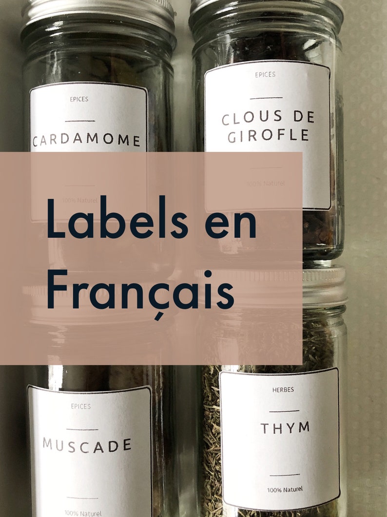 Français Printable Spice Labels with Modern Minimalist Design DIY Print at Home Zero Waste lifestyle french, pantry image 8