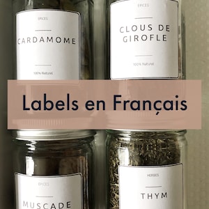 Français Printable Spice Labels with Modern Minimalist Design DIY Print at Home Zero Waste lifestyle french, pantry image 1