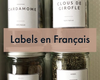 Français Printable  Spice Labels with Modern Minimalist Design - DIY Print at Home - Zero Waste lifestyle- french, pantry