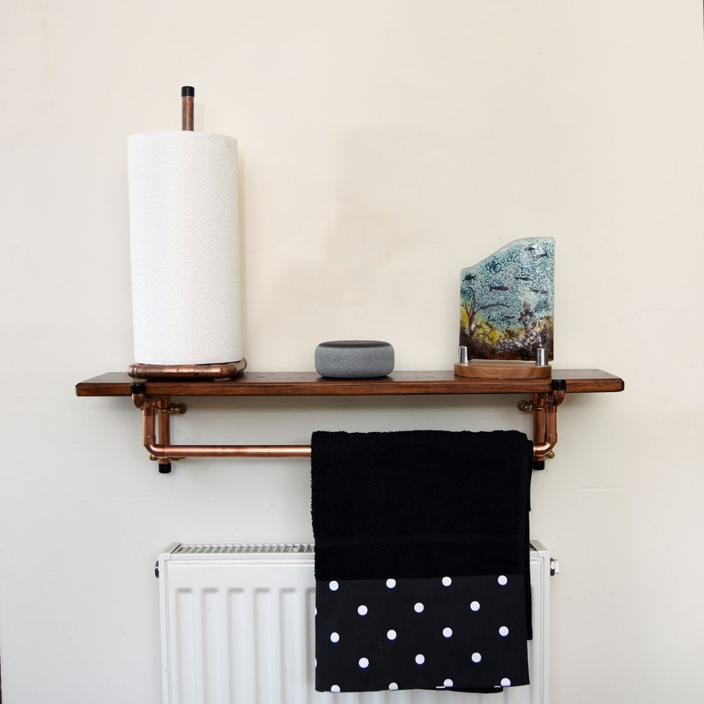 Copper Shelf and Towel Rail Kitchen Shelf Bathroom Shelf Etsy