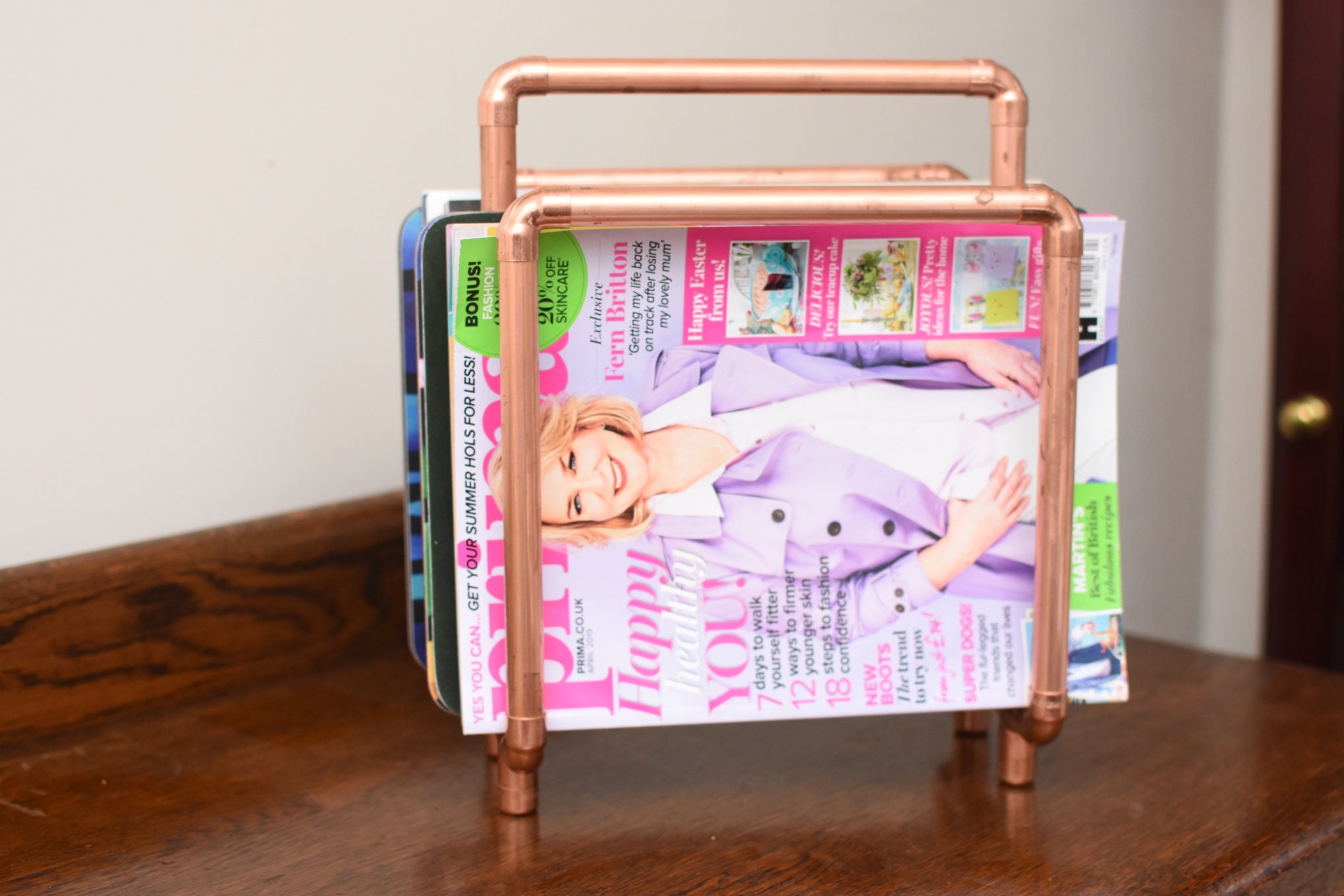 Copper Pipe Magazine Rack Copper Magazine Holder | Etsy