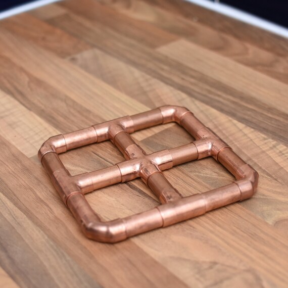 Copper Pan Trivet, Pot Holder, Teapot Stand, Cross Bar Trivet, Copper Coaster, Recycled Copper, Industrial Kitchen Decor, Steampunk Kitchen
