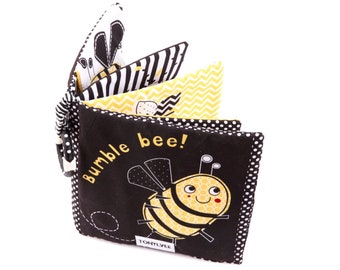 Libro tranquillo di Bumble Bee Toodler, libro sensoriale per bambini, libro di stoffa, libro di viaggio