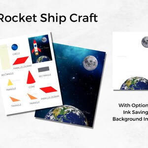 Rocket Ship Craft | Build a Spaceship Kids Craft | Printable Instant Download Geometry Craft | Shapes Craft | Scissor Skills Cut and Paste