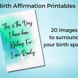 Set of 20 Birth Affirmation Printables | Birth Affirmation Digital Download | Birth Affirm Cards | Watercolor Birth Affirmations Printable