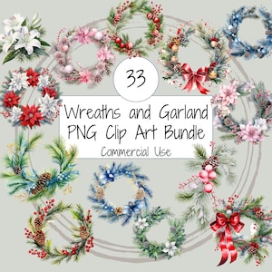 Pack de cliparts couronne et guirlande | Lot de 33 fichiers clipart PNG de haute qualité