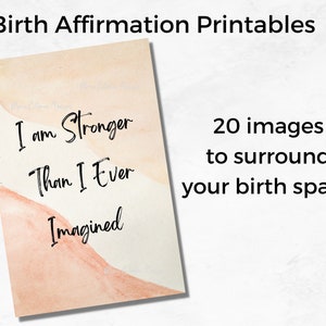 Set of 20 Birth Affirmation Printables | Birth Affirmation Digital Download | Birth Affirm Cards | Earth Tone Birth Affirmations