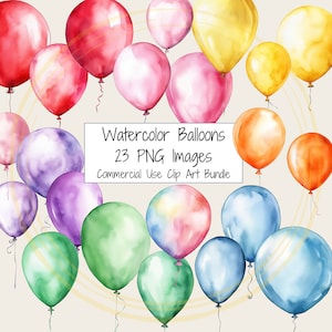 Watercolor Balloon Clipart Pack | 23 High Quality PNG Clip Art File Bundle