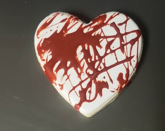 Bloody Valentine Blood Splatter Buttercream Heart Cookie Till Death Do us Part Cookie (LARGE)