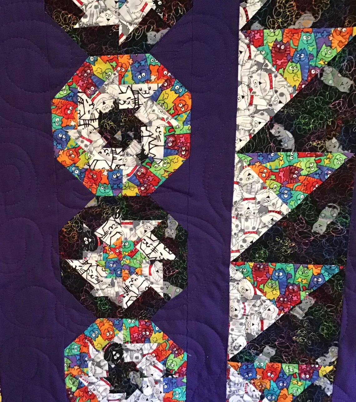 Cat Print Quilt Lap Throw Quilt Star Quilt Cat Lover Quilt Etsy