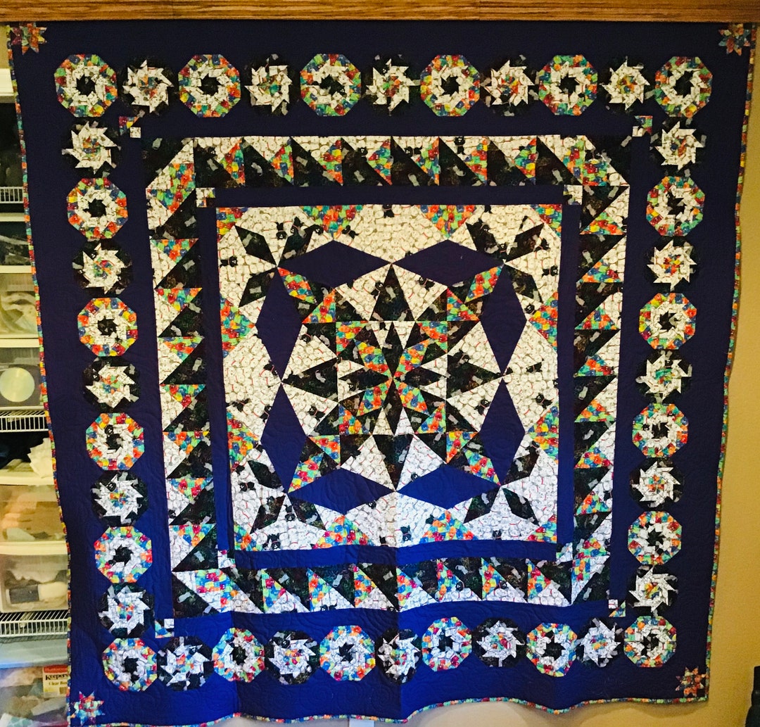 Cat Print Quilt Lap Throw Quilt Star Quilt Cat Lover Quilt Etsy