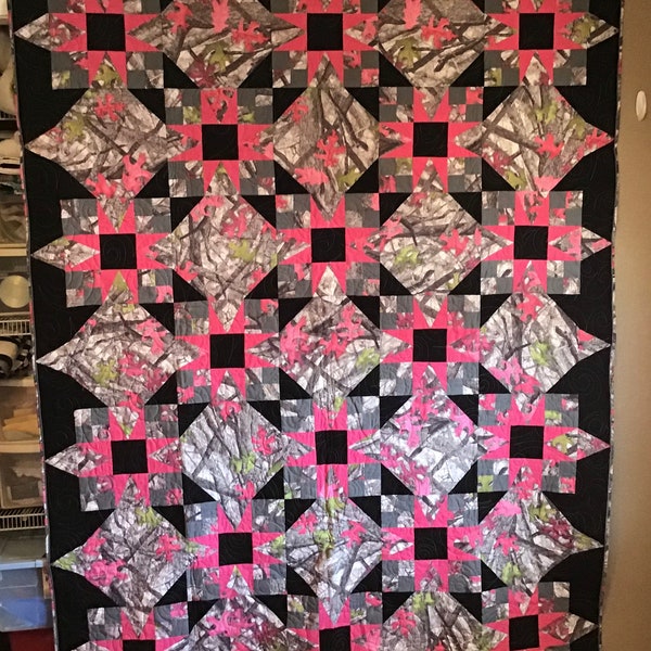 Pink and Black Quilt Etsy