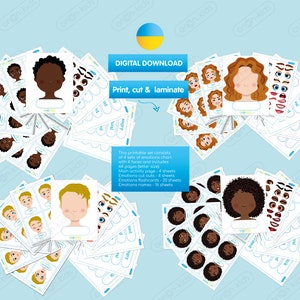 Páginas de atividades EMOÇÕES, Download instantâneo, Cartões Montessori fofos, Educação domiciliar, Atividade para meninos, Quadro de sentimentos, Emoções de meninos e meninas, Flashcards