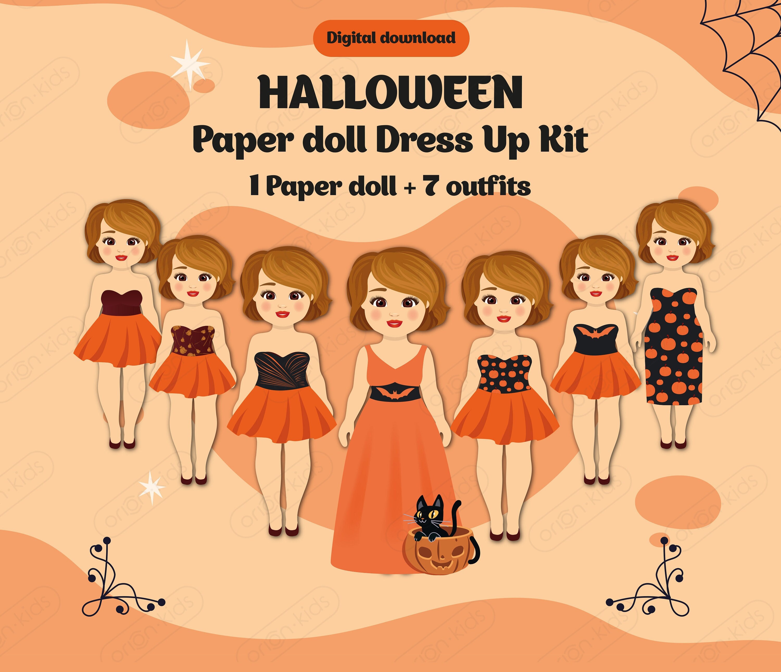 HALLOWEEN Style Printable Dress up Kit Paper Doll Body - Etsy