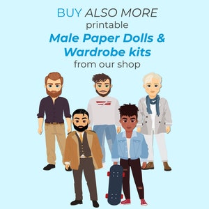 Printable Male Paper Doll Dress up Set, Digital Download Paper Dolls ...