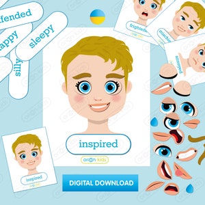 Páginas de atividades EMOTIONS, Download instantâneo, Cartões Montessori fofos, Educação domiciliar, Atividade para meninos, Quadro de sentimentos, emoções de meninos, flashcards
