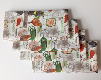 Farmers Market Dining Napkins Dining cloth napkins Cotton table Napkins Rooster napkins Modern farmhouse napkins Gifts for her