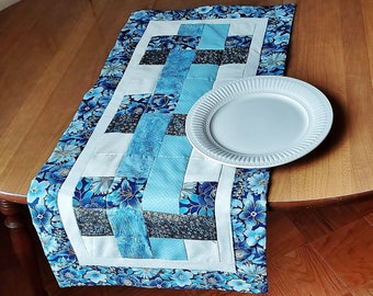Victoria Floral White Quilted Table Runner Modern Table Runner Unique Table Runner Quilted Table Runner Victorian Table Runner gift for her