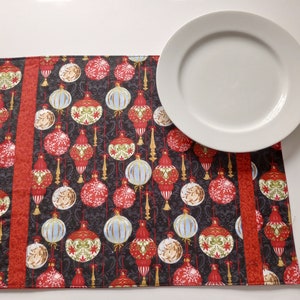 Holiday Wishes Placemats Ornaments Placemats Red and Black Placemats Christmas Placemats Holiday Placemats Placemat Sets gift for her