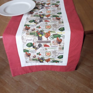 Farmers Market Table Runner Rooster table runner Farmhouse table runner Farm Fresh table topper Modern Farmhouse gifts for her