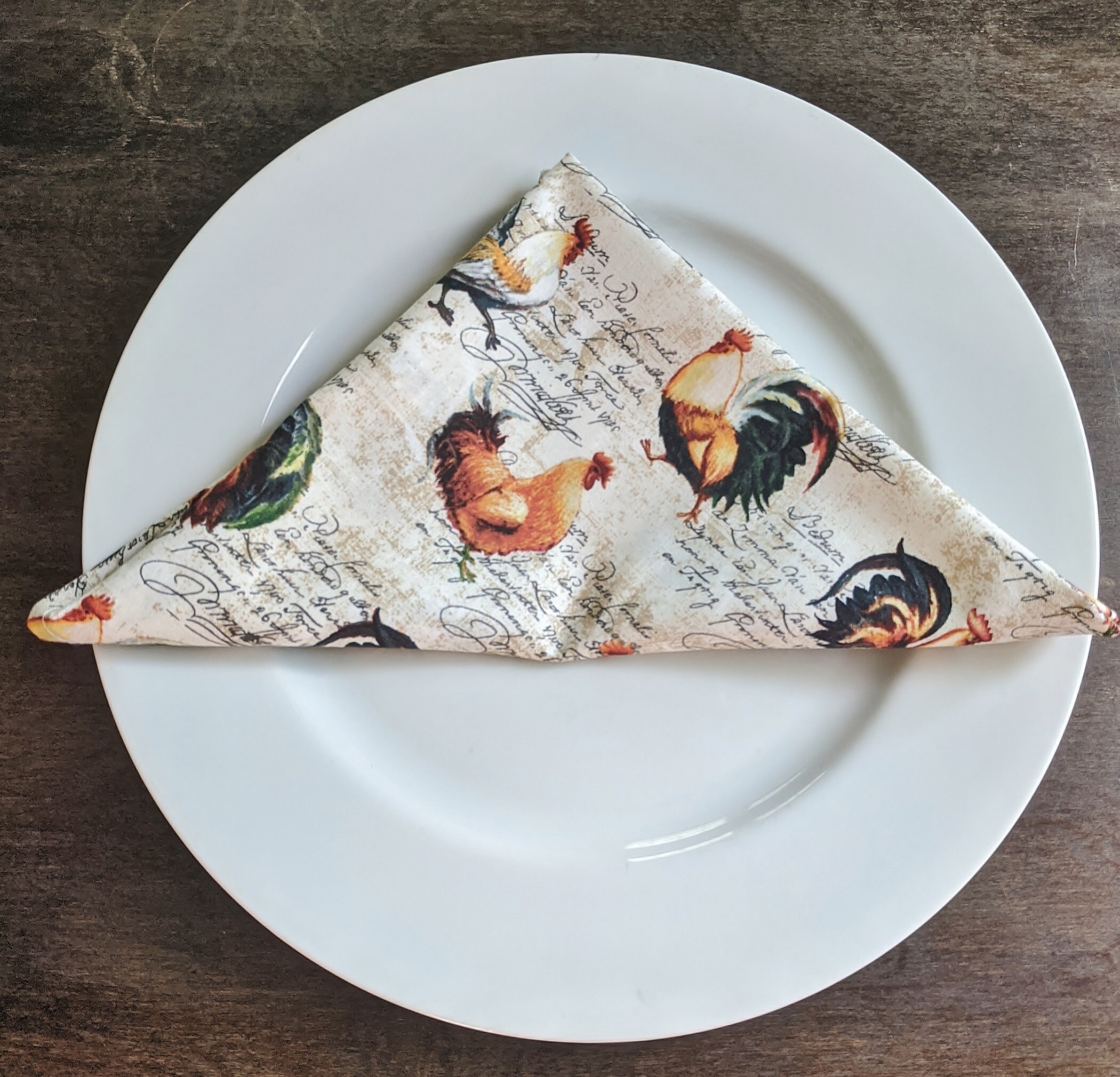 Hens and Roosters Cotton Napkin set of 8 Dinner napkins Etsy