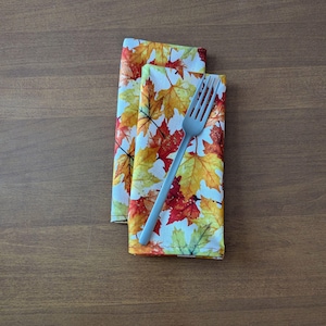 Handmade Fall Leaves Napkins: Autumn Cotton Dinner Napkins, Set of 4/6/8