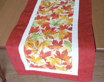 Fall Leaves Table Runner Wine Red Farmhouse Autumn Decor Thanksgiving maple leaf