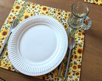 Sunflower Placemats Dinner placemats Cloth placemats Placemat sets Modern Placemats Spring Placemats Everyday Placemats Gift for her