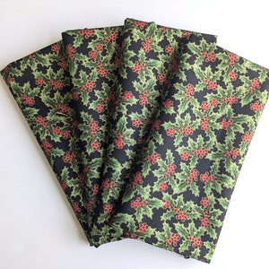 Holly Berry Dining Napkins Dining cloth napkins Cotton table napkins Christmas cloth napkins Christmas napkins  Elegant napkins