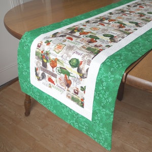 Farmers Market in Green table runner Rooster table runner  Farmhouse table runner Farm Fresh table topper Modern Farmhouse gifts for her