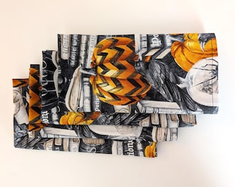 Haunted Harvest Cotton Dinner Napkins Halloween Gothic Decor dining Napkins Dinner Table Napkins